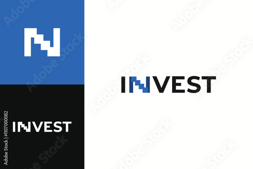 unique invest logotype vector design template, creative logotype for business, invest, finance, investment, and consulting isolated on white and blue background