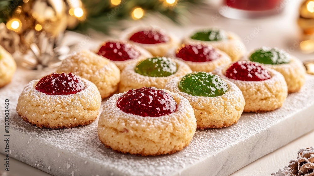 Bake thumbprint cookies filled with red and green jam for a simple yet festive treat Bake thumbprint cookies filled with red and green jam for a simple yet festive treat