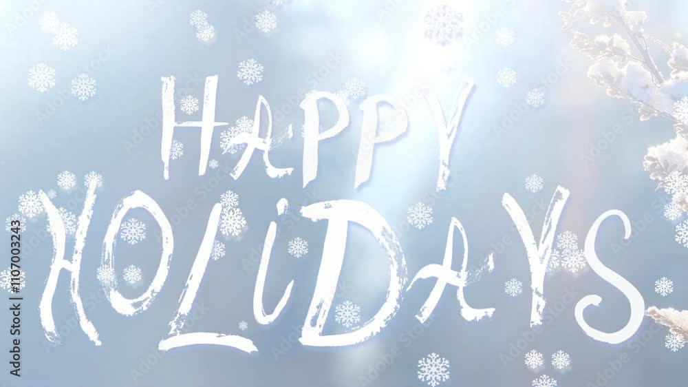 Happy Holidays text. Magic background Christmas tree. Festive atmospheric mood. Merry Christmas and Happy New Year