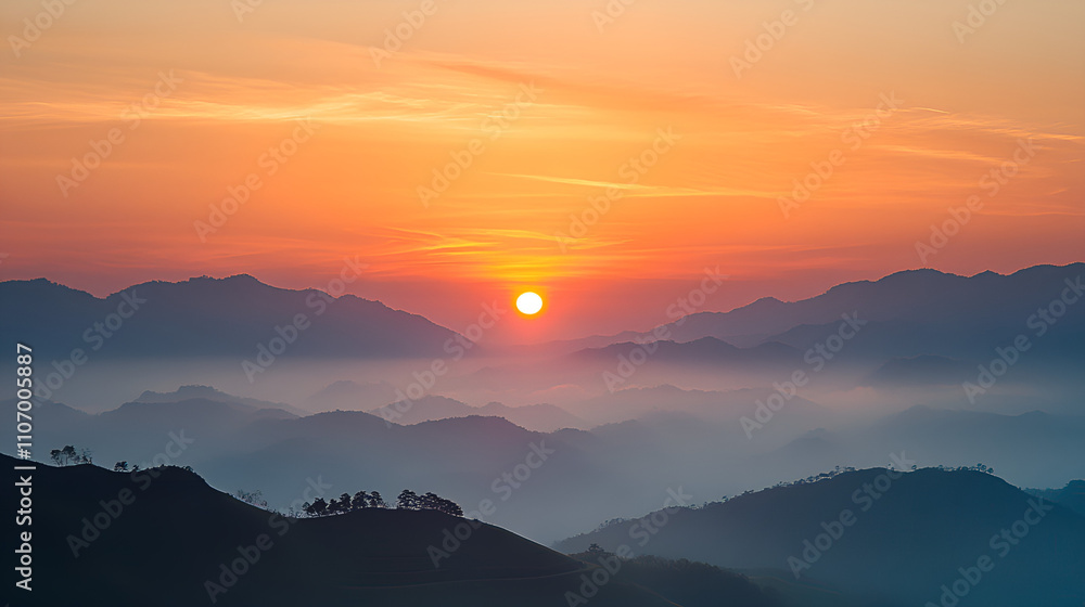 Obraz premium Sunrise Sunset Sunset Cloud Sea Dawn Twilight Mountain Peaks Nature
