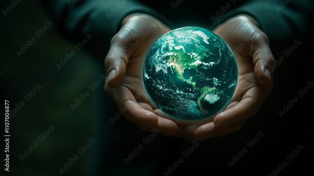 Hands gently cradling a glowing Earth globe, symbolizing environmental care and global responsibility. Hands gently cradling a glowing Earth globe, symbolizing environmental care and global responsibility.
