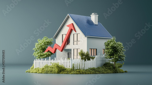 Housing Market Decline Illustrated with Red Arrow and Graph Line
