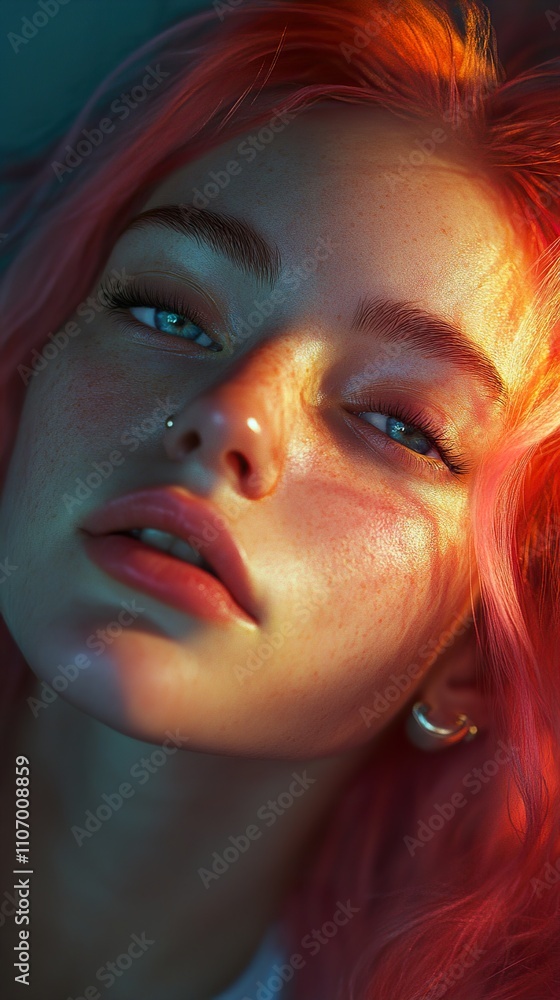 Radiant Beauty: A Captivating Portrait of a Woman with Red Hair Radiant Beauty: A Captivating Portrait of a Woman with Red Hair