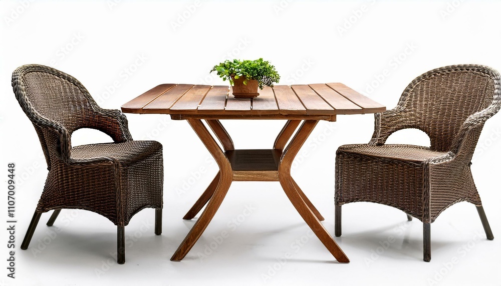 Outdoor table and chairs on isolated white background Outdoor table and chairs on isolated white background