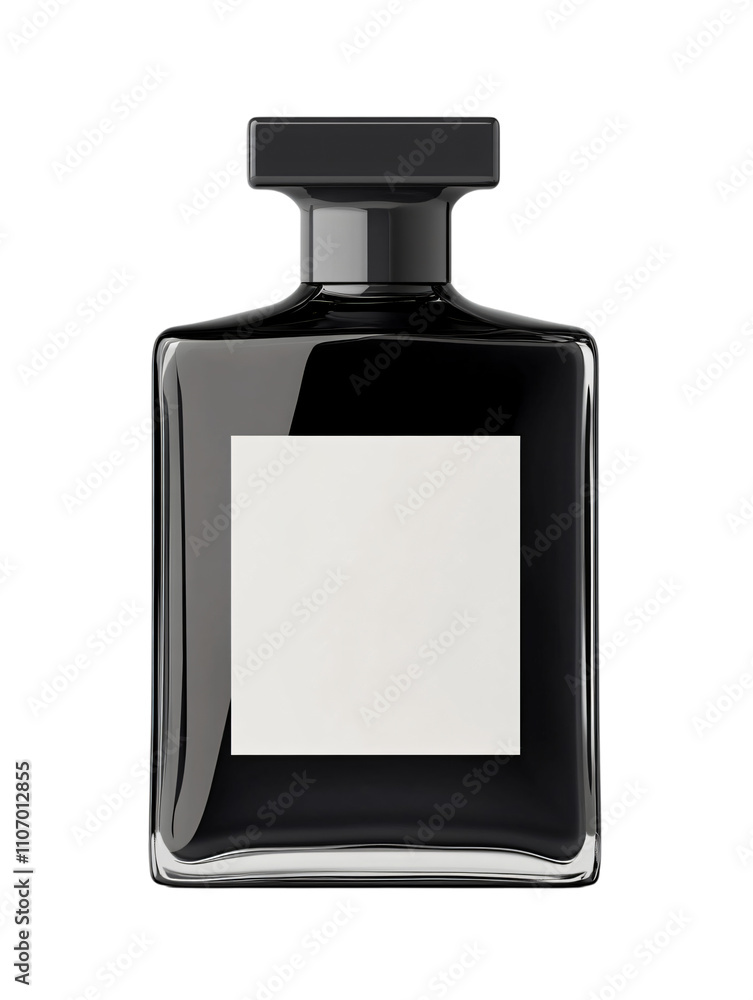 Elegant Black Perfume Bottle Mockup Luxury Fragrance Design Glass Container Blank Label Elegant Black Perfume Bottle Mockup Luxury Fragrance Design Glass Container Blank Label