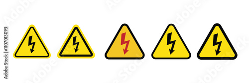 Warning sign. Dangerous electrical voltage icon set. High voltage sign. High voltage sign set, danger of electricity icons. High voltage icon.