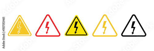 Free Download High voltage icon set. High voltage sign. Electric shock risk label. Vector stock illustration. Lightning bolt arrow symbol. - GFXLoad