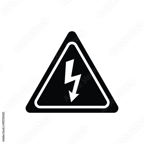 High voltage icon. high voltage warning sign on a yellow triangular board. danger vector symbol isolated on white background, web button.