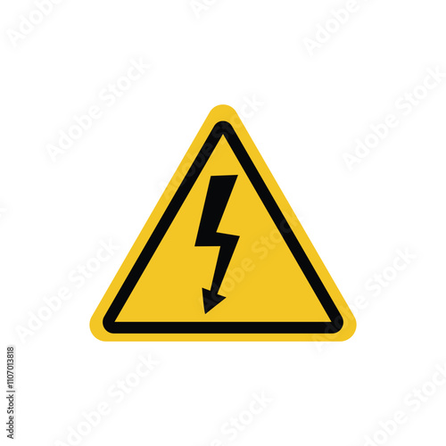 High voltage yellow triangle warning sign, symbol. Caution electric shock danger icon. Vector illustration.