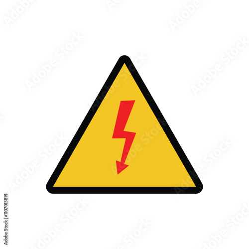 High voltage yellow triangle warning sign, symbol. Caution electric shock danger icon. Vector illustration.