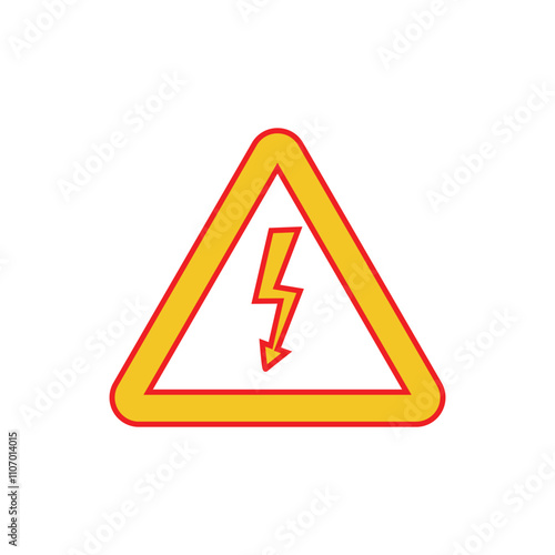High voltage yellow triangle warning sign, symbol. Caution electric shock danger icon. Vector illustration.