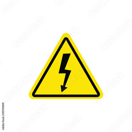 High voltage icon. high voltage warning sign on a yellow triangular board. danger vector symbol isolated on white background, web button.