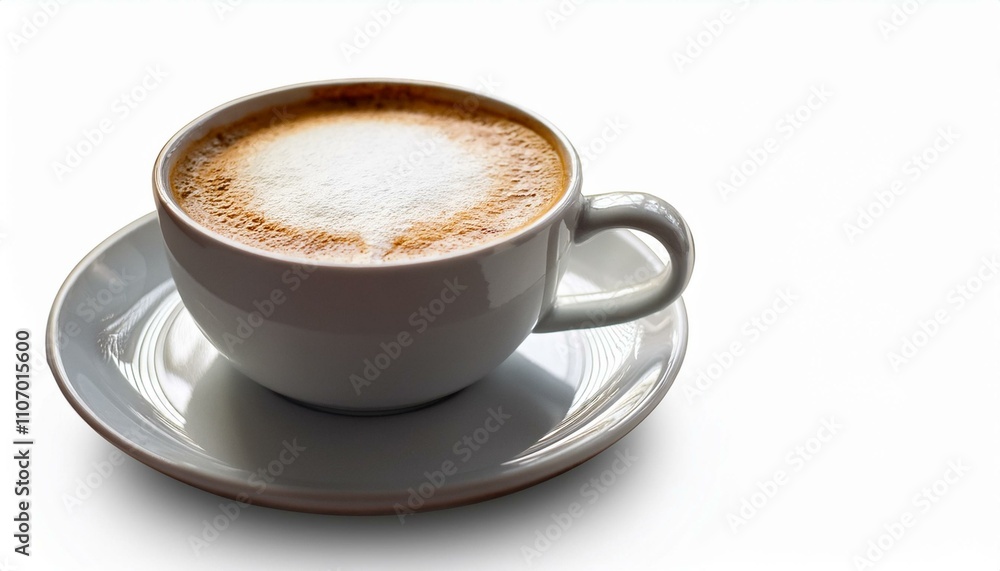 Hot cappuccino coffee cup on isolated white background Hot cappuccino coffee cup on isolated white background