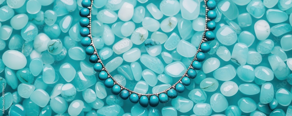 Turquoise jewelry and coastal, A beautiful turquoise necklace rests on a bed of matching stones, showcasing its vibrant color and elegant design. Turquoise jewelry and coastal, A beautiful turquoise necklace rests on a bed of matching stones, showcasing its vibrant color and elegant design.