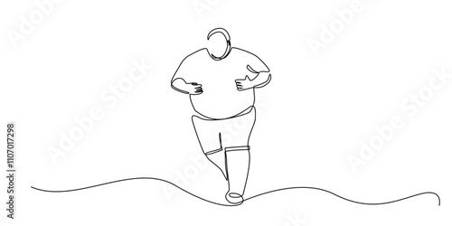 continuous line drawing of fat man exercising running.one line drawing of fat man exercising outdoors.abstract line art.simple single line vector illustration.isolated white background