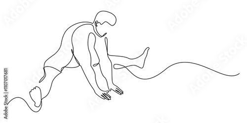 Arcontinuous line drawing of male Kegel exercises.one line drawing of man doing kegel exercises.simple single line vector illustration.isolated white background
