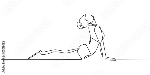 continuous line drawing of female Kegel exercises.one line drawing of woman doing kegel exercises.simple single line vector illustration.isolated white background