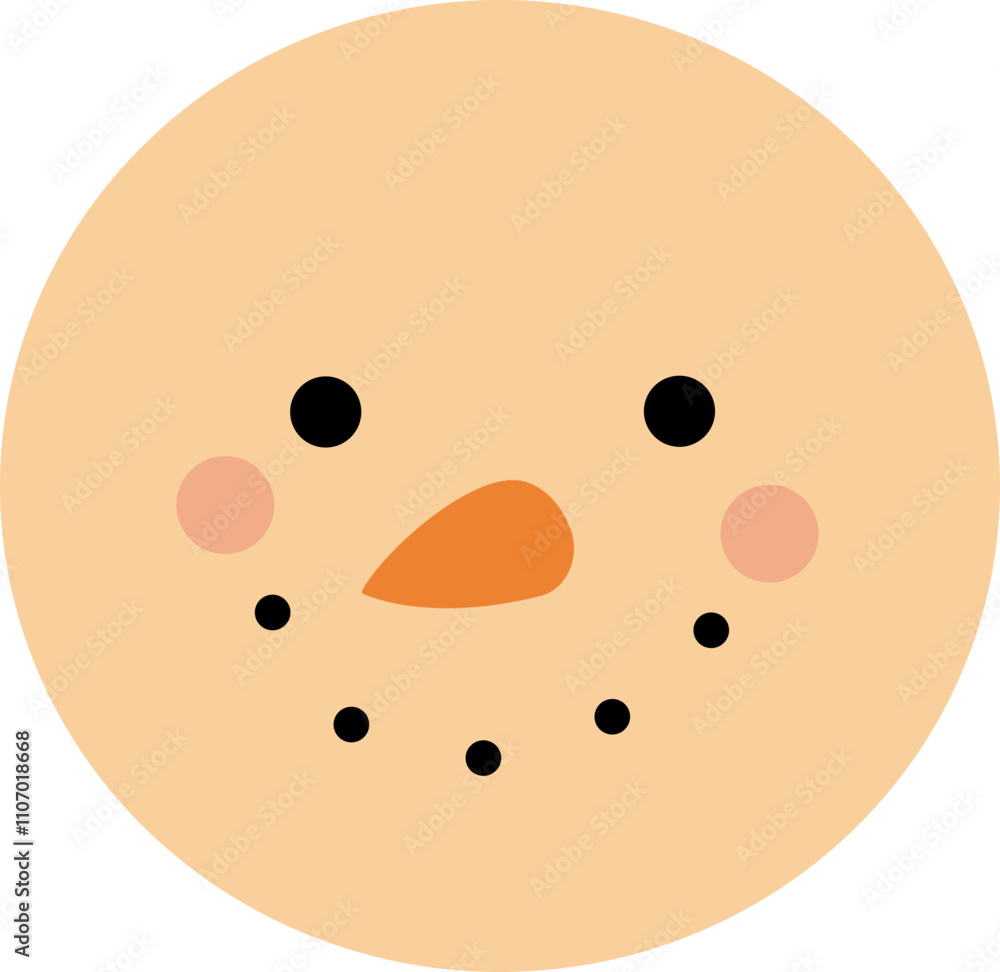 Fototapeta premium Christmas Beach Snowman head flat vector. Beach summer sand snowman head isolated svg. Transparent background.