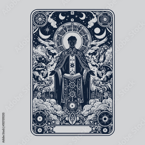 celestial priest ouija tattoo with elegant designs