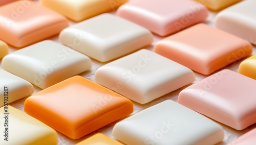 Close-up of layered square shapes with textures