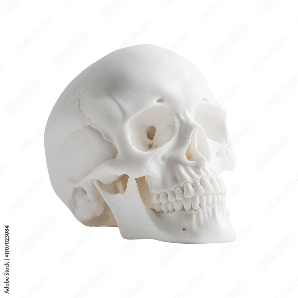 Obraz premium Realistic human skull model on transparent background