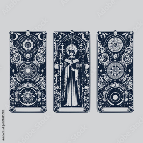 celestial priest ouija tarot card tattoo artwork