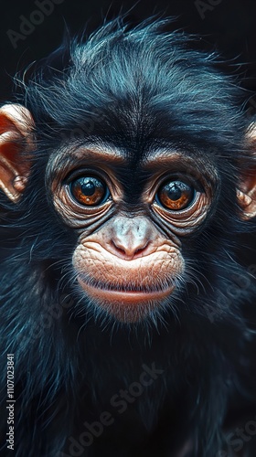 Adorable Baby Chimpanzee Closeup Portrait