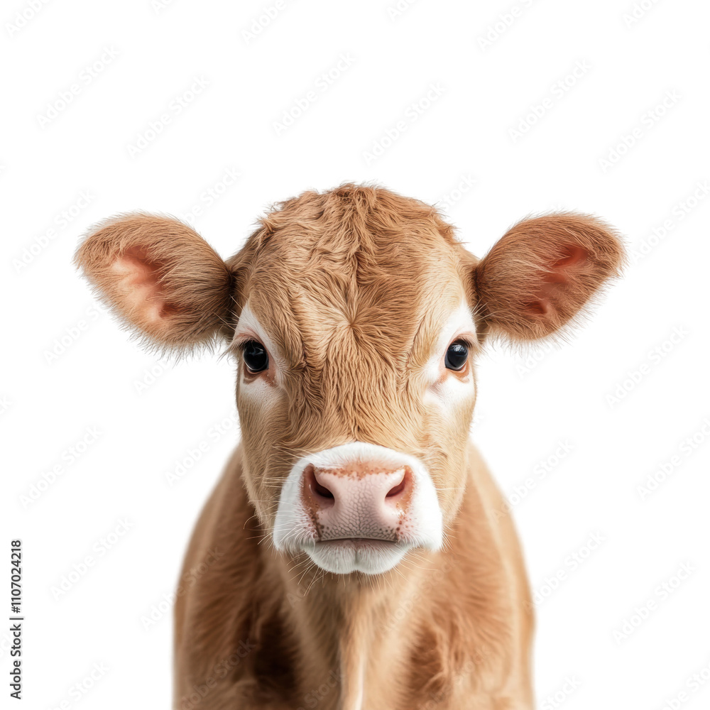 Close-up of a curious young calf with soft fur Close-up of a curious young calf with soft fur
