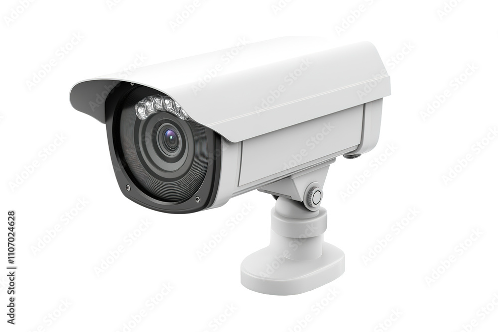 A camera is mounted on a wall. on transparent background. A camera is mounted on a wall. on transparent background.