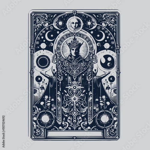 priest tarot playing card tattoo with gothic tones