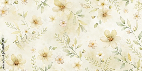 Elegant Watercolor Floral Pattern with Delicate Blooms and Greenery