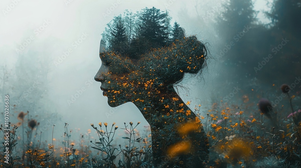 Nature-inspired portrait of a young woman enchanted forest artistic ...