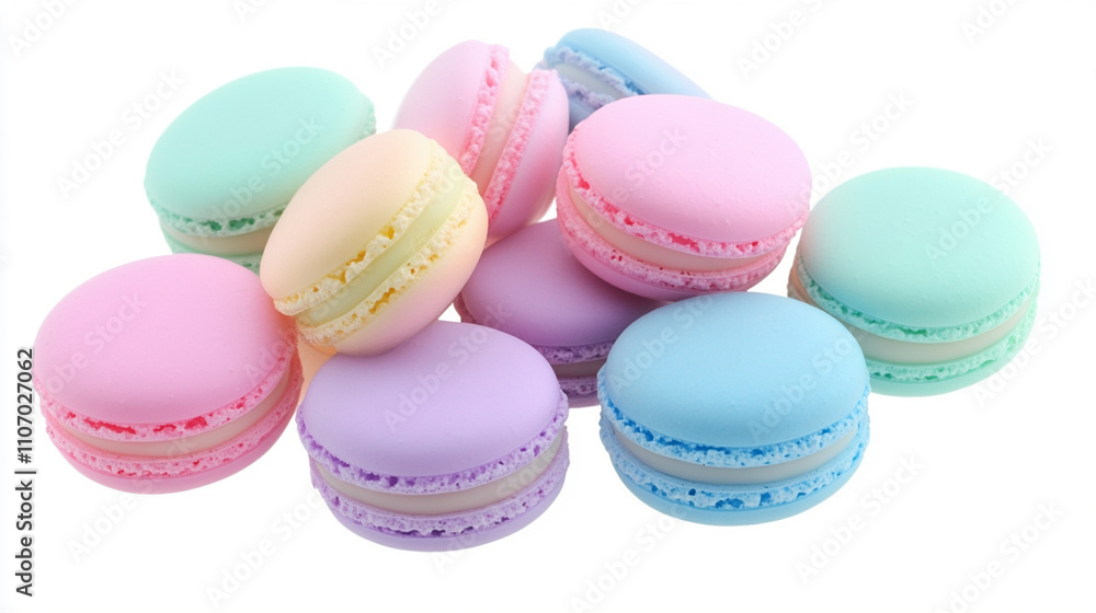 isolated pastel macarons