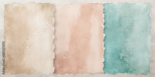 Abstract Watercolor Paper Texture Background with Torn Edges and Pastel Color Palette