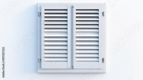 Window shutter on a white background, top view, sharp details