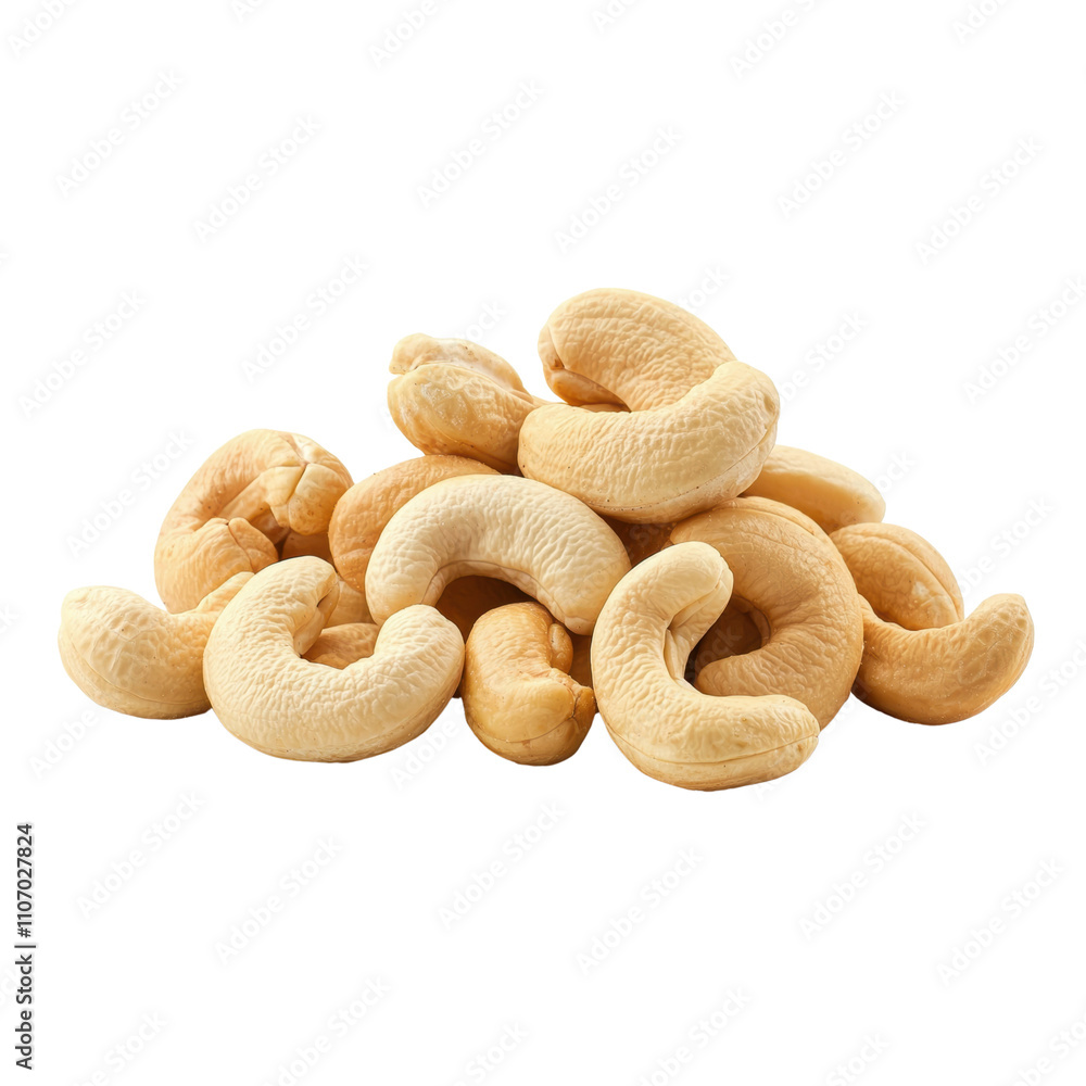 Pile of raw cashew nuts on a transparent background Pile of raw cashew nuts on a transparent background