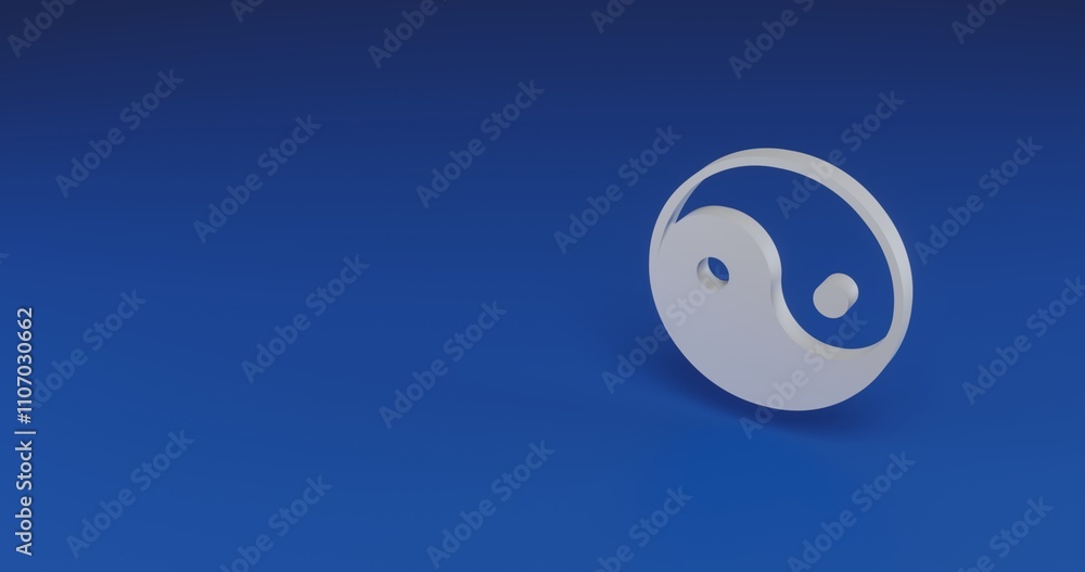 Isolated realistic white yin yang symbol with shadow. Located on the right side of the scene. 3d illustration on transparent background Isolated realistic white yin yang symbol with shadow. Located on the right side of the scene. 3d illustration on transparent background