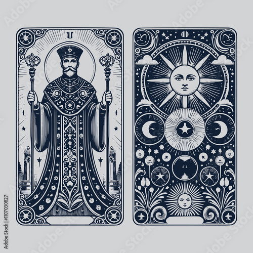 priest tarot card tattoo with mystical details