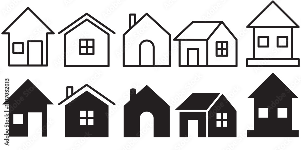 Web home icon for apps and websites. Collection home icons. House symbol Web home icon for apps and websites. Collection home icons. House symbol