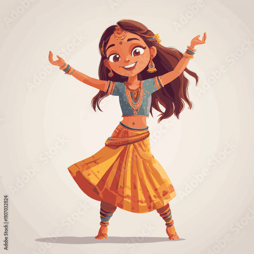 girl witha a wearing neklace and dancing design