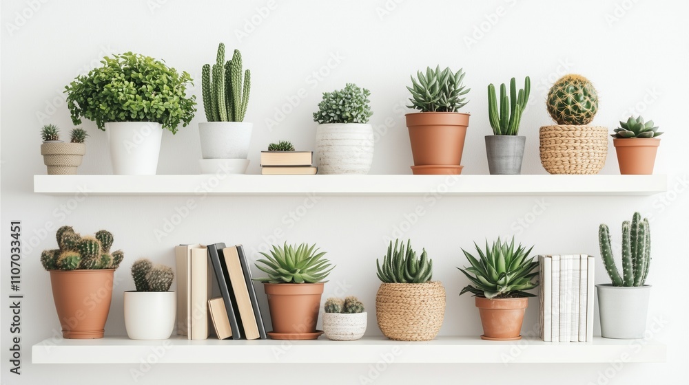 A clean, organized shelf with natural accents. The simple yet stylish arrangement reflects a minimalist lifestyle A clean, organized shelf with natural accents. The simple yet stylish arrangement reflects a minimalist lifestyle