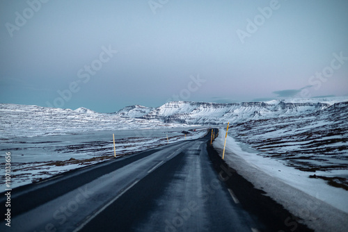 snow covered road in iceland