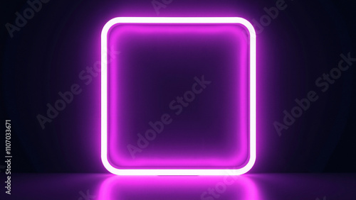 Vibrant Neon Rectangle Frame: Futuristic Design Element for Nightclub Promotions or Tech Event Backdrops