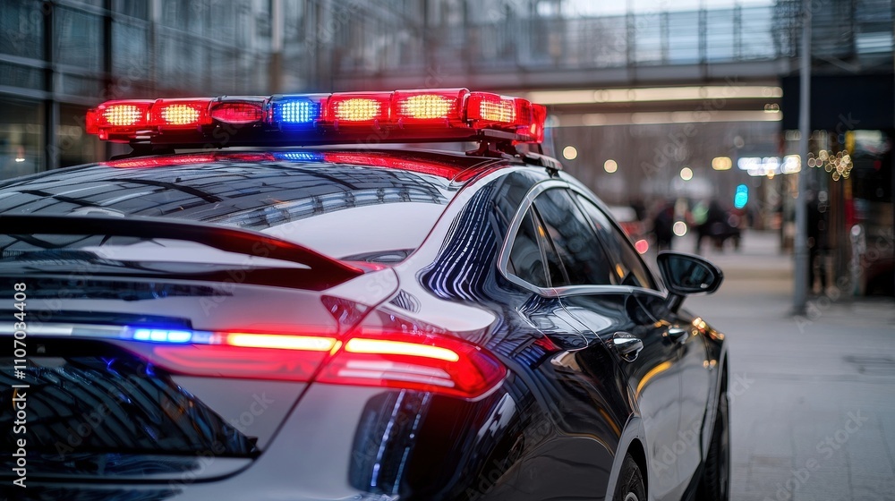 Emergency response vehicle urban setting action shot public space side view law enforcement in motion Emergency response vehicle urban setting action shot public space side view law enforcement in motion