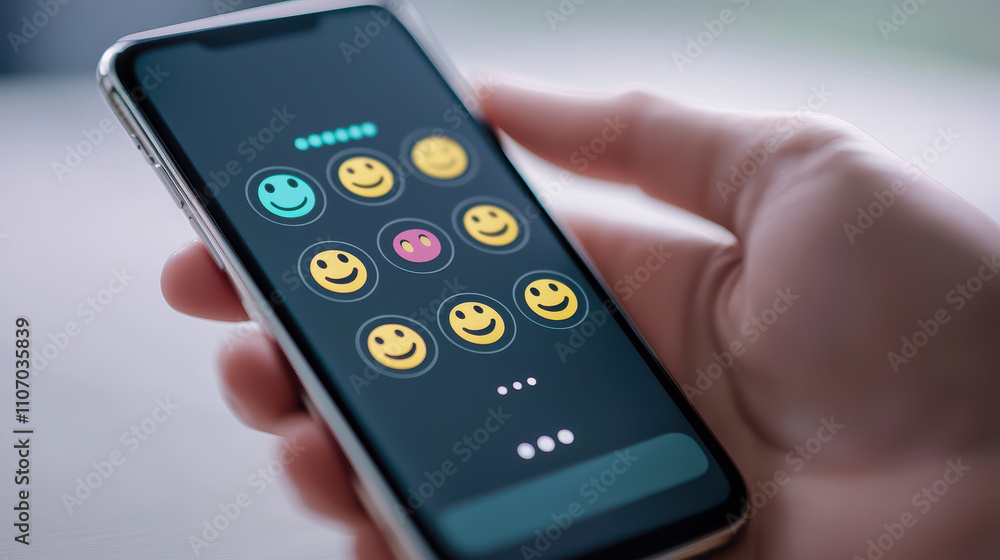 Close up of phone displaying animated emojis, showcasing various expressions and emotions. vibrant colors and playful design create engaging visual experience