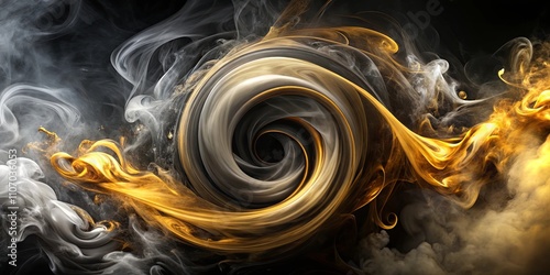 Wallpaper Mural Abstract swirling smoke art with gold and grey hues in a vortex Torontodigital.ca