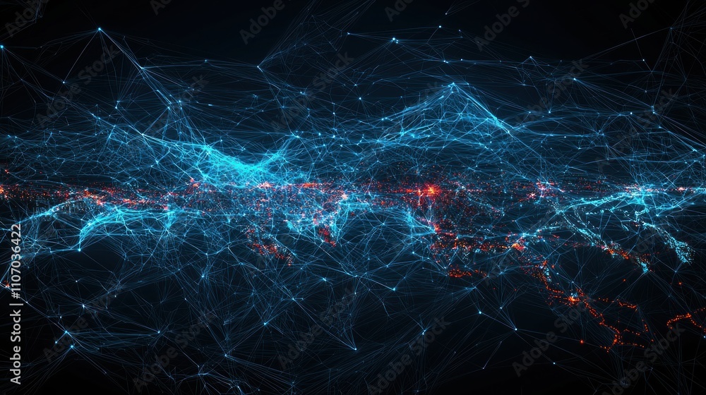 Abstract World Map with Glowing Lines and Nodes Abstract World Map with Glowing Lines and Nodes