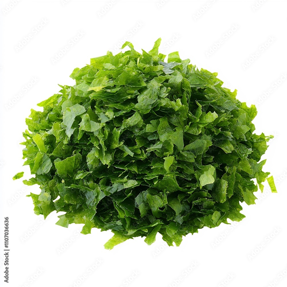 Obraz premium Macro Shot of Fresh Green Leafy Vegetables on White Background