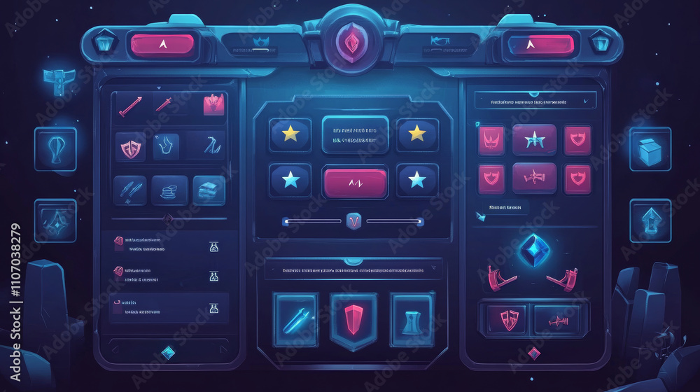 Game interface, popup menu, win and lose windows. Cartoon user ui panel ...