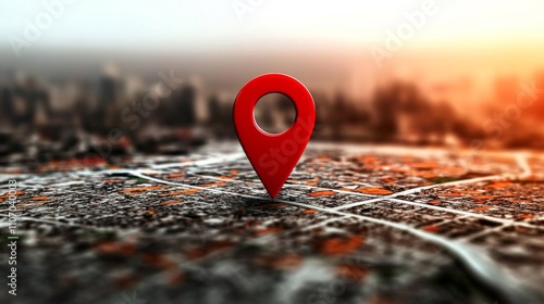 Symbol of a red pinpoint marking the location on a map for address identification.